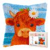 DIY Latch Hook Pillow Kits for Adults Cute Orange Baby Highland Cow Printed Pillowcase Crochet Yarns Hooking Handmade Pillow Cover Cushion for Home Sofa Decoration 17x17inch-114 view 1