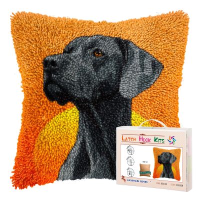 DIY Latch Hook Pillow Kits for Adults Great Dane Dog with Sunset Printed Pillowcase Crochet Yarns Hooking Handmade Pillow Cover Cushion for Home Sofa Decoration 17x17inch-2