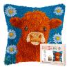 DIY Latch Hook Pillow Kits for Adults Cute Orange Baby Highland Cow Night Moon Printed Pillowcase Crochet Yarns Hooking Handmade Pillow Cover Cushion for Home Sofa Decoration 17x17inch-43 view 1
