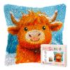 DIY Latch Hook Pillow Kits for Adults Cute Orange Baby Highland Cow Printed Pillowcase Crochet Yarns Hooking Handmade Pillow Cover Cushion for Home Sofa Decoration 17x17inch-136 view 1