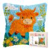 DIY Latch Hook Pillow Kits for Adults Cute Orange Baby Highland Cow Printed Pillowcase Crochet Yarns Hooking Handmade Pillow Cover Cushion for Home Sofa Decoration 17x17inch-107 view 1