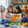DIY Latch Hook Pillow Kits for Adults Cute Orange Baby Highland Cow Printed Pillowcase Crochet Yarns Hooking Handmade Pillow Cover Cushion for Home Sofa Decoration 17x17inch-107 view 4