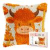 DIY Latch Hook Pillow Kits for Adults Cute Orange Baby Highland Cow Printed Pillowcase Crochet Yarns Hooking Handmade Pillow Cover Cushion for Home Sofa Decoration 17x17inch-79 view 1