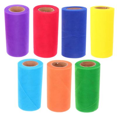 SEWACC 7pcs Party Gauze Decor DIY Wedding Thin Skirt Table Gauze Red Orange Yellow Green Dark Purple Dark Lake Blue Royal Blue Versatile for Crafts Decorations and Bowknots