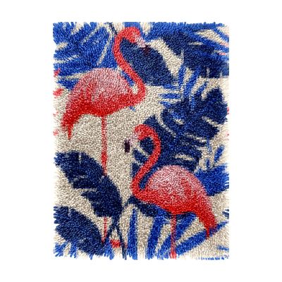 Tropical Birds and Plants Latch Hook Rug Kits Crochet Yarn Printed Match Embroidery Needlework Carpet Cover DIY Hook and Latch Kit Tapestry Christmas Floor Decoration 38x52cm(4)