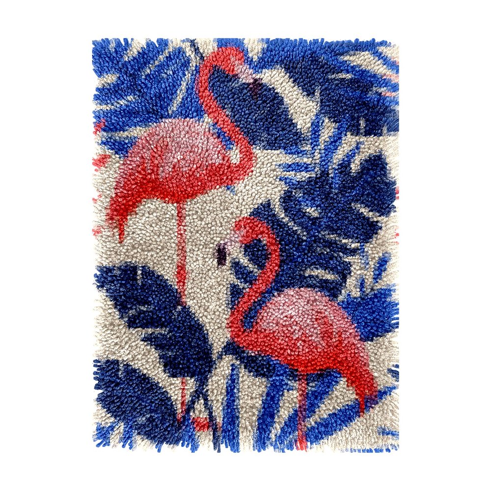 Tropical Birds and Plants Latch Hook Rug Kits Crochet Yarn Printed Match Embroidery Needlework Carpet Cover DIY Hook and Latch Kit Tapestry Christmas Floor Decoration 38x52cm(4)