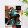 Elegant Leopard Vector Illustration Latch Hook Rug Kits Crochet Yarn Printed Match Embroidery Needlework Carpet Cover DIY Hook and Latch Kit Tapestry Christmas Floor Decoration 38x52cm(1) view 2