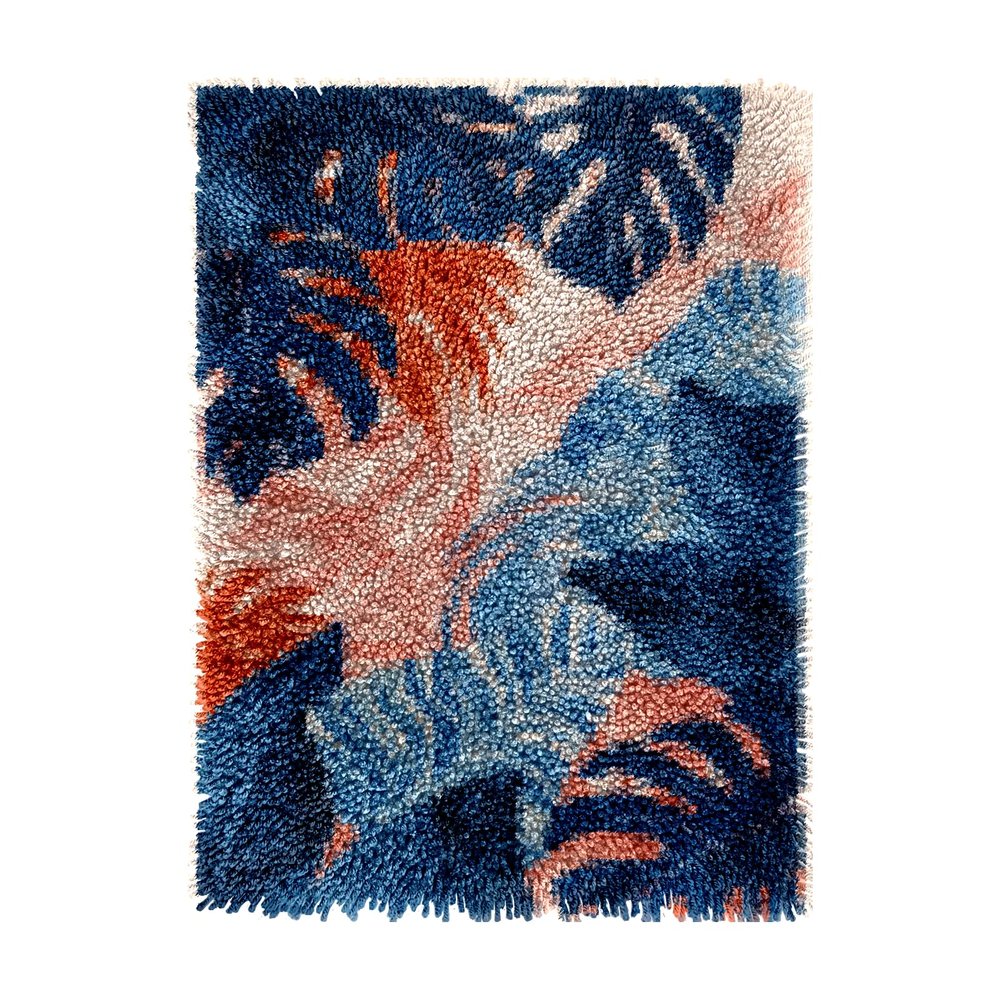 Organic Shapes Monstera Leaves DIY Latch Hook Rug Kits Crochet Yarn Printed Match Embroidery Needlework Carpet Cover Hook and Latch Kit Tapestry Merry Christmas Floor Decor 38x52cm(1)