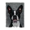 Cute Boston Terrier Portrait DIY Latch Hook Rug Kits Crochet Yarn Printed Match Embroidery Needlework Carpet Cover Hook and Latch Kit Tapestry Merry Christmas Floor Decor 38x52cm(1) view 1