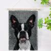 Cute Boston Terrier Portrait DIY Latch Hook Rug Kits Crochet Yarn Printed Match Embroidery Needlework Carpet Cover Hook and Latch Kit Tapestry Merry Christmas Floor Decor 38x52cm(1) view 2