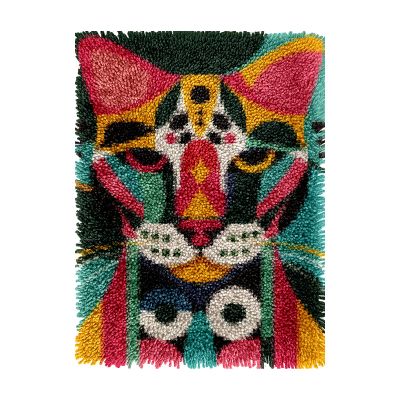 Abstract Colorful Ocelot Simple Shape DIY Latch Hook Rug Kits Crochet Yarn Printed Match Embroidery Needlework Carpet Cover Hook and Latch Kit Tapestry Christmas Floor Decoration 38x52cm(4)