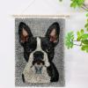 Cute Boston Terrier Portrait DIY Latch Hook Rug Kits Crochet Yarn Printed Match Embroidery Needlework Carpet Cover Hook and Latch Kit Tapestry Merry Christmas Floor Decor 38x52cm(7) view 2
