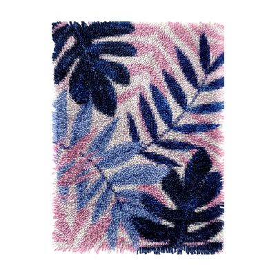 Tropical Leaves Latch Hook Rug Kits Crochet Yarn Printed Match Embroidery Needlework Carpet Cover DIY Hook and Latch Kit Tapestry Christmas Floor Decoration 40x60cm(3)