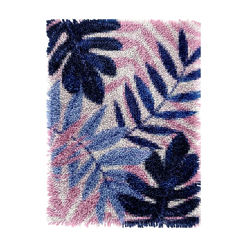 Tropical Leaves Latch Hook Rug Kits Crochet Yarn Printed Match Embroidery Needlework Carpet Cover DIY Hook and Latch Kit Tapestry Christmas Floor Decoration 40x60cm(3)