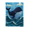 Cute Cartoon Blue Whale in Sea DIY Latch Hook Rug Kits Crochet Yarn Printed Match Embroidery Needlework Carpet Cover Hook and Latch Kit Tapestry Christmas Floor Decoration 38x52cm(3) view 1
