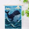 Cute Cartoon Blue Whale in Sea DIY Latch Hook Rug Kits Crochet Yarn Printed Match Embroidery Needlework Carpet Cover Hook and Latch Kit Tapestry Christmas Floor Decoration 38x52cm(3) view 2