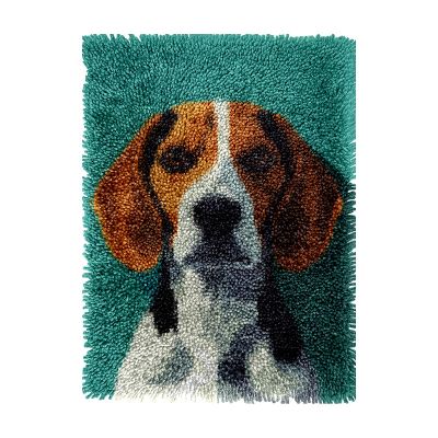 Flat Vector Art Beagle Dog DIY Latch Hook Rug Kits Crochet Yarn Printed Match Embroidery Needlework Carpet Cover Hook and Latch Kit Tapestry Merry Christmas Floor Decor 40x60cm(13)