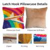 DIY Latch Hook Pillow Kits for Adults Rainbow Aircraft in Navigation Printed Pillowcase Crochet Yarns Hooking Handmade Pillow Cover Cushion for Home Sofa Decoration 17x17inch-1 view 3