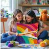 DIY Latch Hook Pillow Kits for Adults Rainbow Aircraft in Navigation Printed Pillowcase Crochet Yarns Hooking Handmade Pillow Cover Cushion for Home Sofa Decoration 17x17inch-1 view 4