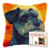 DIY Latch Hook Pillow Kits for Adults Schnauzer Dog with Sunset Printed Pillowcase Crochet Yarns Hooking Handmade Pillow Cover Cushion for Home Sofa Decoration 17x17inch-4 view 1