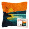 DIY Latch Hook Pillow Kits for Adults Beach Seaside and Sunset Scene Printed Pillowcase Crochet Yarns Hooking Handmade Pillow Cover Cushion for Home Sofa Decoration 17x17inch-10 view 1