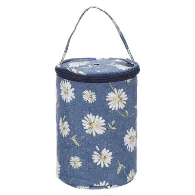 PATIKIL Knitting Bag for Yarn Storage, Small Size Crochet Organizer Strap Case Holder with Pocket for Crocheting Supplies Needles Hooks, Dark Blue
