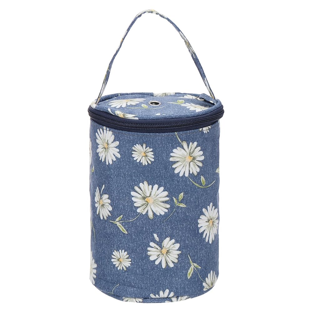 PATIKIL Knitting Bag for Yarn Storage, Small Size Crochet Organizer Strap Case Holder with Pocket for Crocheting Supplies Needles Hooks, Dark Blue