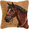 DIY Latch Hook Kits Pillowcase Brown Horse Crochet Yarn Pre-Printed Cushion Needlework Pillow Hook and Latch Kit Cushion Home Sofa Decoration 43x43cm(3) view 1