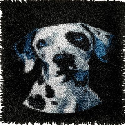 Flat Vector Illustration of Dog Head DIY Latch Hook Kits Pillow Crochet Yarn Printed Cushion Needlework Pillowcase Hook and Latch Kit Pillowcase Christmas Home Sofa Decor 43x43cm(10)