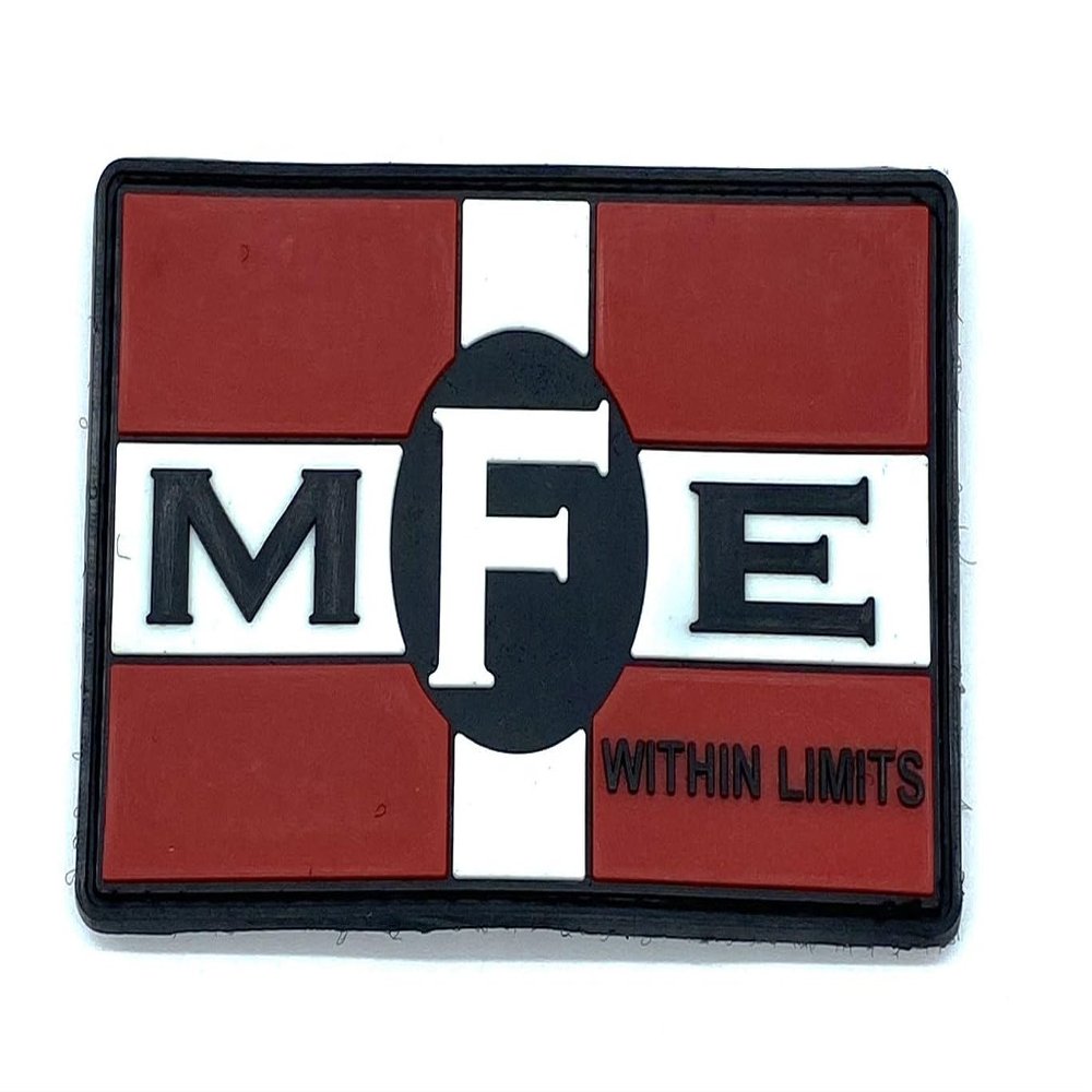 MFE 'Mother F'ing Engines' Flag PVC Patch, 3.5"x2.25" with Hook and Loop