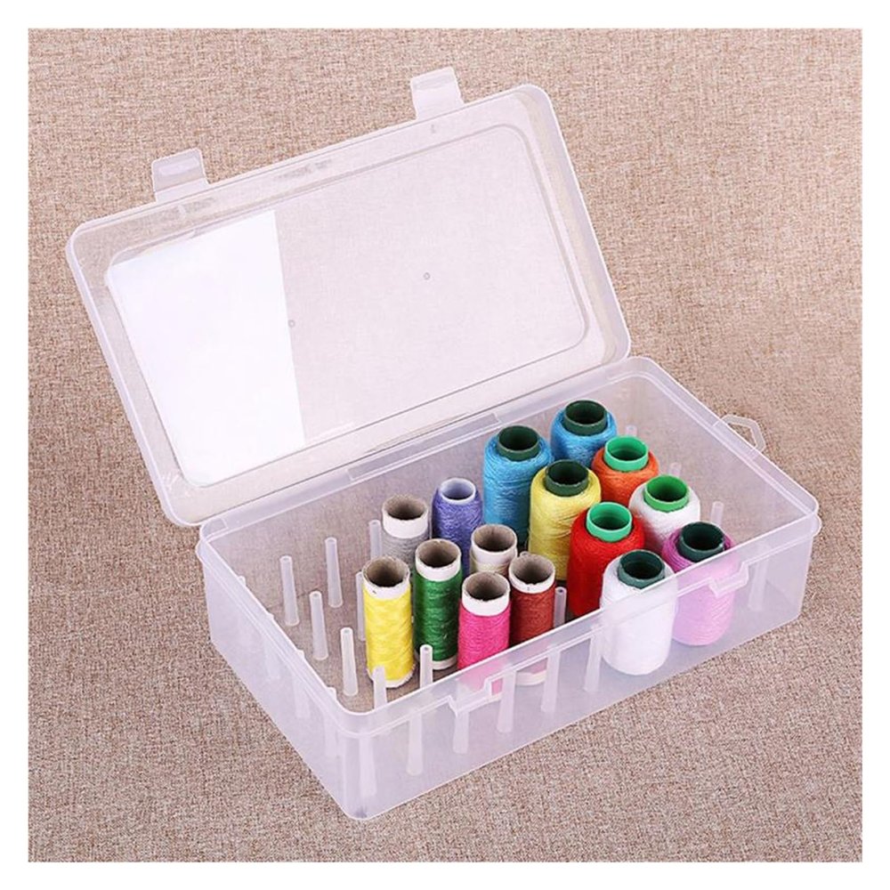 JSEIAJB 6-42 Axis Sewing Threads Storage Box Bobbin Carrying Case Container Holder Transparent Needle Wire Storage Organizer Sewing Reel(22.7cm)