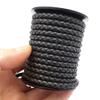 shapesbyX 3 Yards Uncut 5mm Diameter Round Braided Bolo Cords Regenerated Leather Strap for Bracelet Making or Jewelry Beading Antique Gray view 1