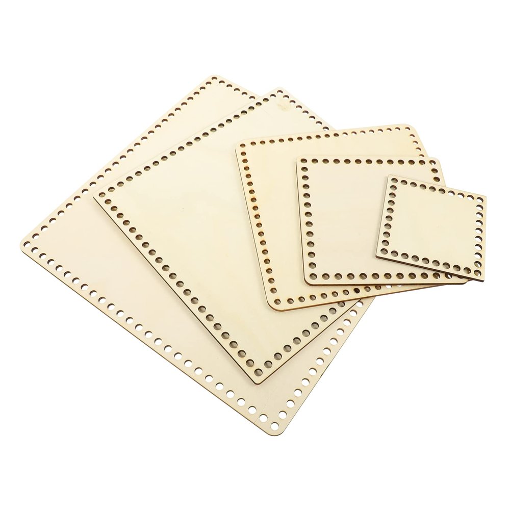 SEWACC 5pcs Wooden Bag Bottom Base for Craft Crochet Basket Bottom Pre-drilled Versatile Styles for Knitting and Weaving Projects