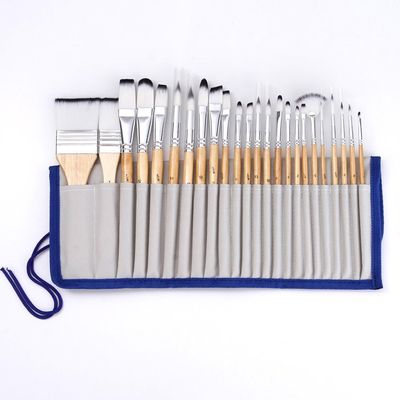 UOHLCX HBJWOV 24 Pcs Multi-Purpose Flat Paint Brush Kit Portable Nylon Paint Brush Set for for Student Beginner Aritst Painting