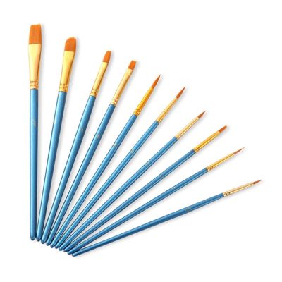 UOHLCX HBJWOV 10Pcs Nylon Paintbrush Kit Wooden Paint Brushes Art Set for Canvas Rocks Watercolor Gouache Acrylic Oil Painting(Blue)