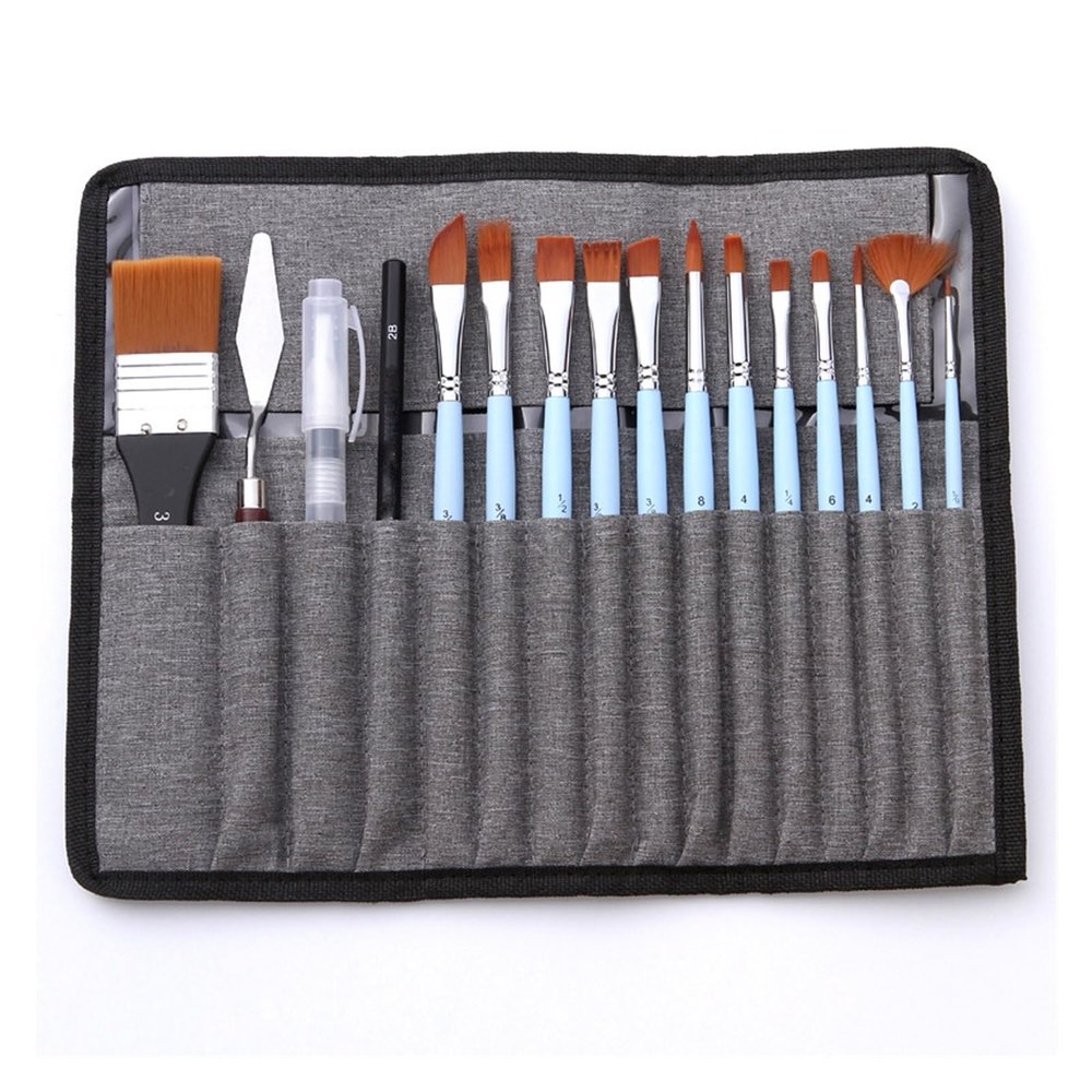 UOHLCX HBJWOV 18 Pcs Multi-Purpose Nylon Wool Watercolor Painting Pen Acrylic Paint Brush Canvas Painting Bag Painting Materials