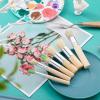 UOHLCX HBJWOV 6Pcs Wooden Handle Watercolor Painting Stencil Brush Hog Bristle Acrylic Oil Painting Brushes Student Art Supplies view 4