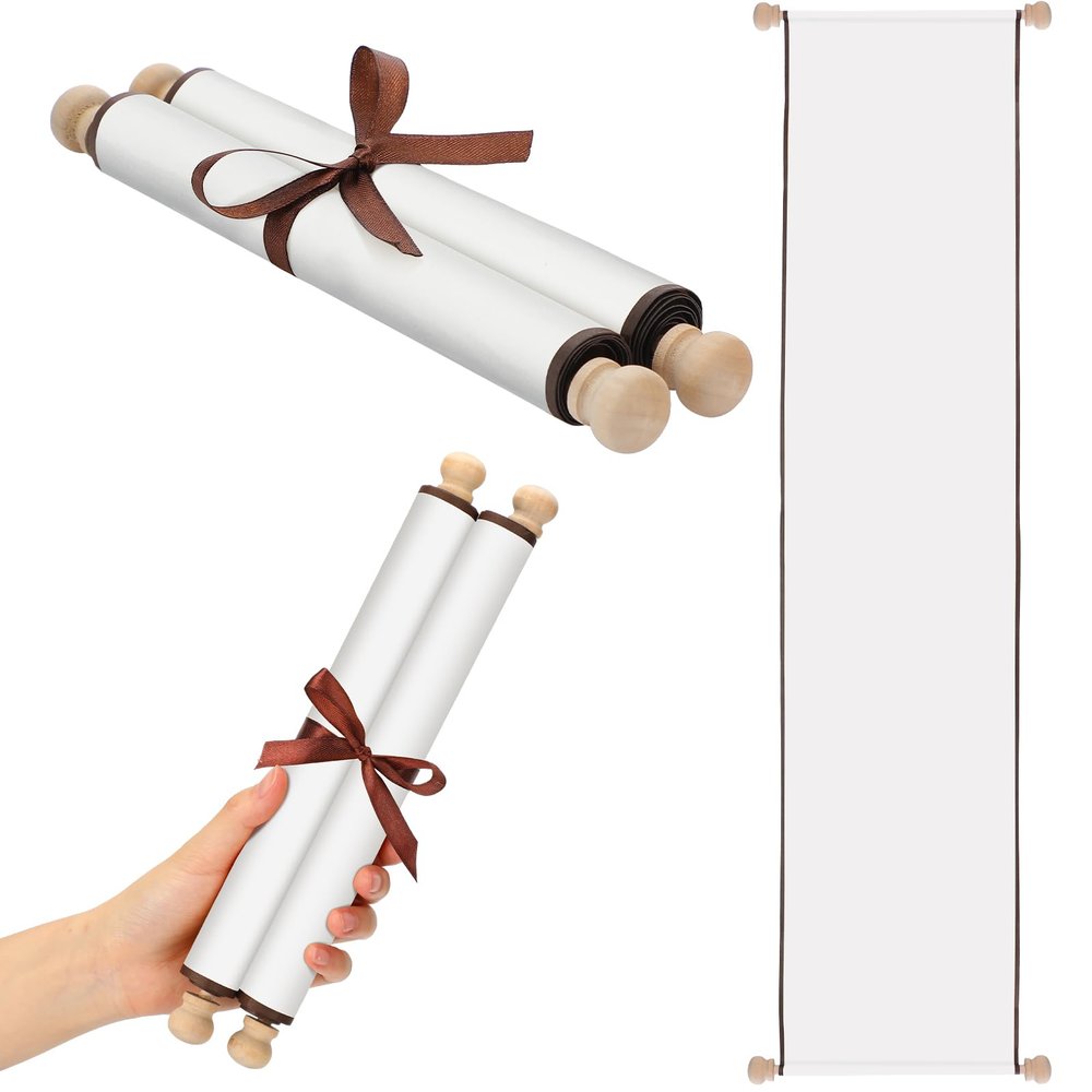 Epakh Blank Scroll Paper 9 x 144 Inches Long Scroll Paper Vintage Wrapped on Wood Rod for Wedding Vows, Writing, Drawing, Calligraphy, Invitation, Renaissance Festivals