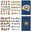 CRASPIRE 104Pcs A-Z Letters Water Soluble Embroidery Patterns Christmas Halloween Initial Alphabet Sewing Stick and Stitch A4 Transfers Fabric Stabilizers Wash Away Self Adhesive for Cloth DIY Lover view 1
