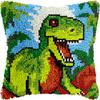 Green Dinosaur Roar Latch Hook Kits Pillow DIY Crochet Yarn Printed Pillowcase Needlework Hook and Latch Kit Cushion Cover Christmas Home Sofa Decoration 43x43cm view 1
