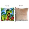 Green Dinosaur Roar Latch Hook Kits Pillow DIY Crochet Yarn Printed Pillowcase Needlework Hook and Latch Kit Cushion Cover Christmas Home Sofa Decoration 43x43cm view 2