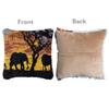 Evening Sunset Tree Elephant Scene Latch Hook Kits Pillow DIY Crochet Yarn Printed Pillowcase Needlework Hook and Latch Kit Cushion Cover Christmas Home Sofa Decoration 43x43cm view 2