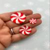 10 Red Peppermint Glass Cabochons, Red Peppermint Cabs, Christmas Cabochons, Peppermint Cabochons, Resin Embellishments, Jewelry Marking (10pcs 12mm) view 1