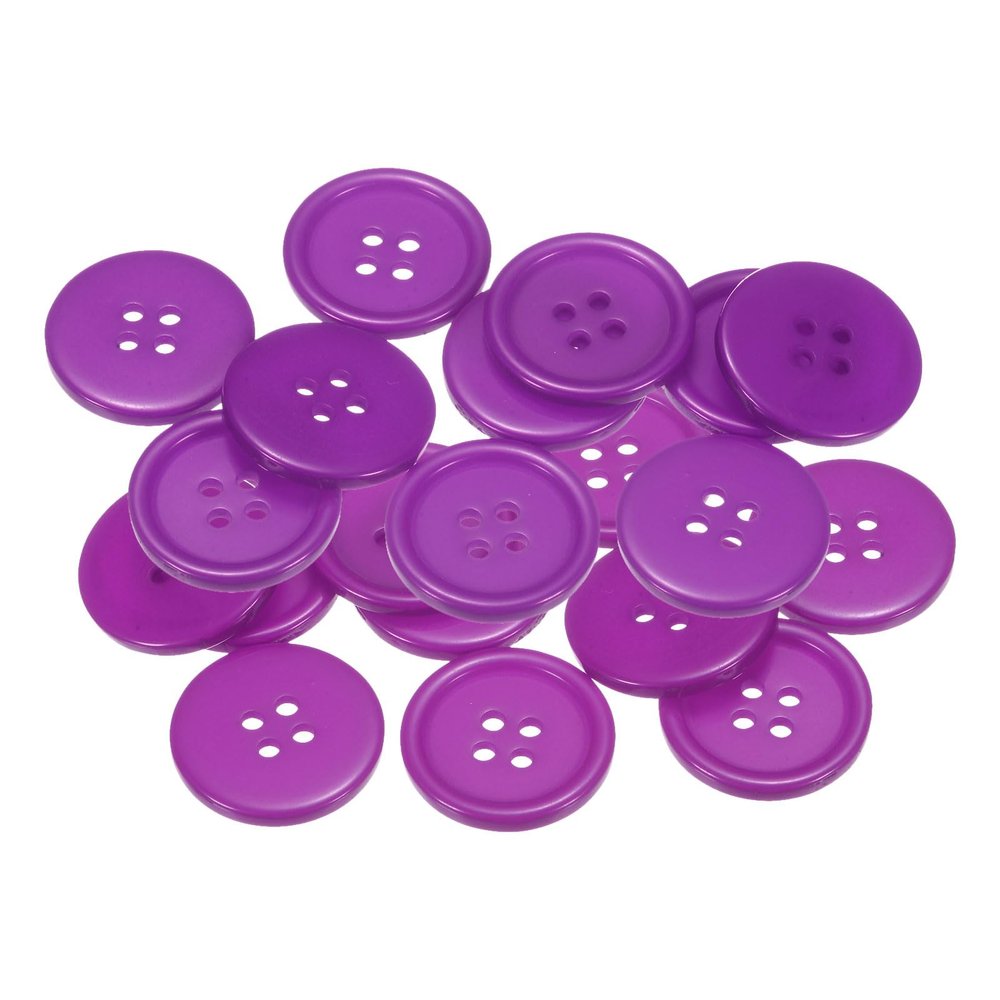 HARFINGTON 20pcs 36L Sewing Buttons 7/8"(23mm) Resin Round Flat 4-Hole Craft Replacement Buttons for Sewing Clothing and DIY, Purple