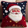 Cross Stitch Cushion Kit Father Christmas Pillow kit 45x45 cm DIY Cushion Embroidery Kit Needlepoint Handmade Needlework Cushion Kit Stitched Pillow Cover Kit for Adults Beginners view 1