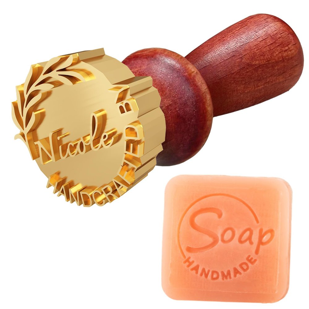 Terwex Custom Soap Stamp, Personalized Soap Stamp for Homemade Soap, Create Unique Branding Logo Design, Handmade Soap Imprint Signature Stamp, Customized Gift for Soap Crafter Maker, DIY Soap Tools