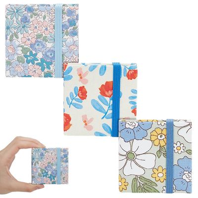 PLIGREAT 3 Pcs Mini Watercolor Sketchbook 2.4 x 2.4 Inch Square Fabric Cover Watercolor Sketchbook 20 Sheets 300g Portable Watercolored Textured Drawing Papers Travel Art Sketch Book (Blue)