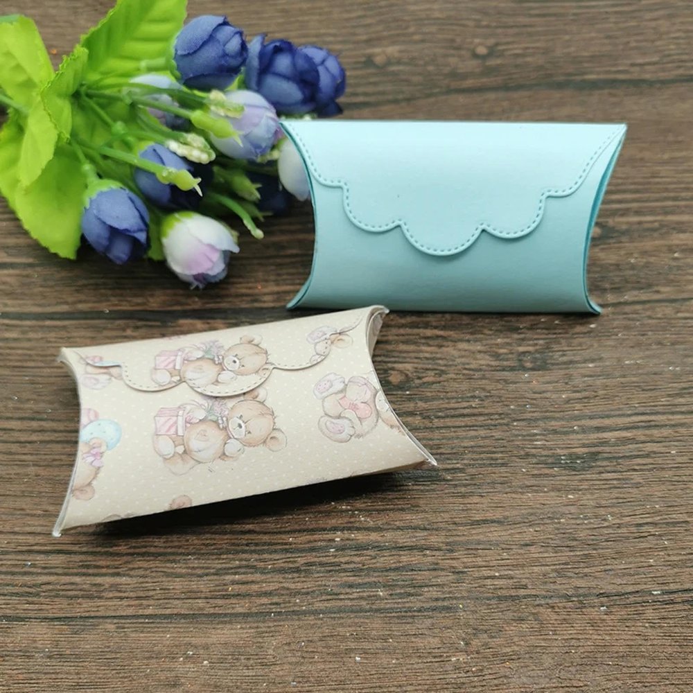 Cutting Dies,Card Making Supplies,18.3x12cm 3D Pillow Gift Box Metal Cutting Dies with Tags Labels Flowers Die Cut Stencils
