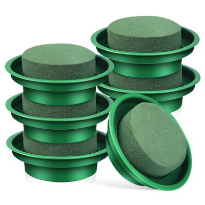 Parliky 6pcs Floral Foam Blocks for Flower Arrangements Round Vase Filler Absorbent Flower Mud Base Wet Dry Use Versatile Floral Supplies