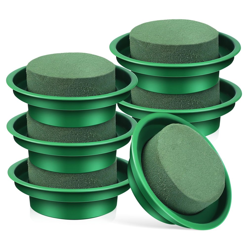 Parliky 6pcs Floral Foam Blocks for Flower Arrangements Round Vase Filler Absorbent Flower Mud Base Wet Dry Use Versatile Floral Supplies